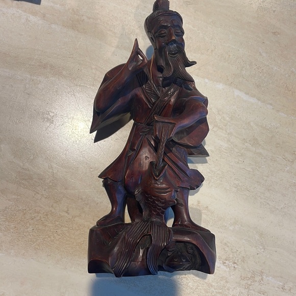Vintage Chinese Fisherman sculpture